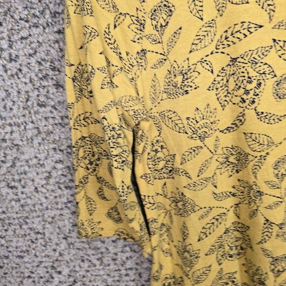 J Jill Pure Jill Top Womens SP Petite Small Yellow Ballet Sleeve Tunic Floral - Picture 3 of 7